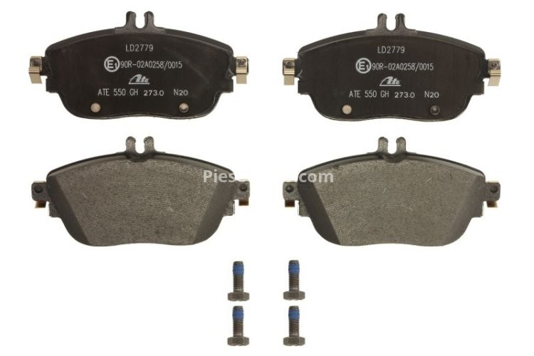 Set plăcuțe frână ATE din ceramică, față (cu șuruburi ghidare etrier), pentru: MERCEDES A (W176), B SPORTS TOURER (W245), B SPORTS TOURER (W246, W242) 1.5D-Electric 01.10-