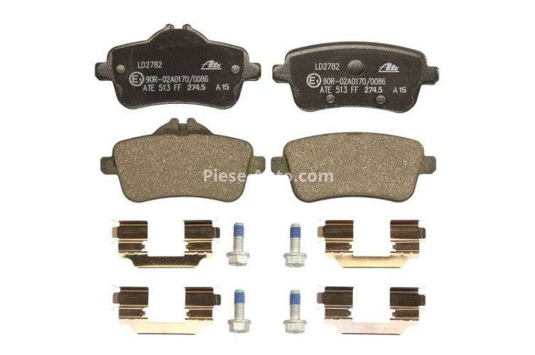 Set plăcuțe frână ATE din ceramică, spate (cu accesorii; cu șuruburi ghidare etrier), pentru: MERCEDES GL (X166), GLE (C292), GLE (W166), GLS (X166) 2.2D-5.5 06.11-10.19