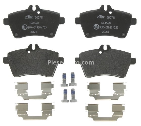 Set plăcuțe frână ATE, față (cu accesorii; cu șuruburi ghidare etrier), pentru: MERCEDES A (W169), B SPORTS TOURER (W245) 1.5-2.0D 09.04-06.12