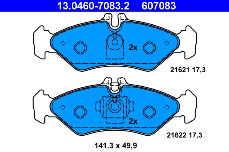 Set plăcuțe frână ATE, spate  , pentru: MERCEDES SPRINTER 2-T (B901, B902); VW LT 28-35 II, LT 28-46 II 2.1D-2.9D 01.95-07.06