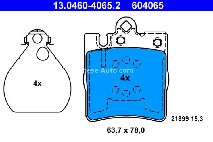 Set plăcuțe frână ATE, spate  (cu accesorii), pentru: MERCEDES C (CL203), C T-MODEL (S203), C (W203), CLC (CL203), CLK (A208), CLK (A209), CLK (C208), CLK (C209) 1.8-5.4 06.95-06.11