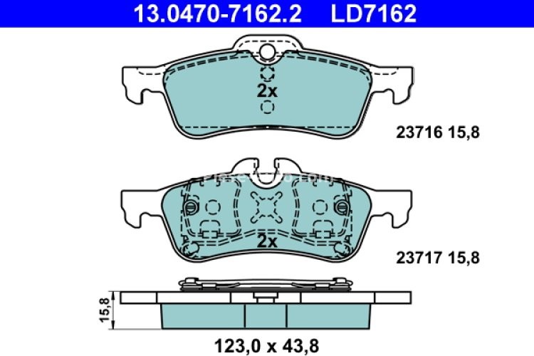 Set plăcuțe frână ATE din ceramică, spate , pentru: MINI (R50, R53), (R52) 1.4D/1.6/3.8 09.87-07.08