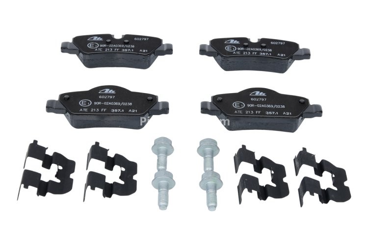 Set plăcuțe frână ATE, spate  (cu accesorii; cu șuruburi ghidare etrier), pentru: MINI (F55), (F56), (F57) 1.2-2.0D 09.13-