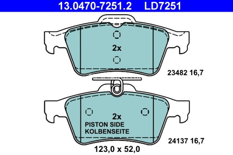 Set plăcuțe frână ATE din ceramică, spate , pentru: NISSAN PRIMERA; RENAULT LAGUNA, LAGUNA III 1.5D-3.5 12.01-