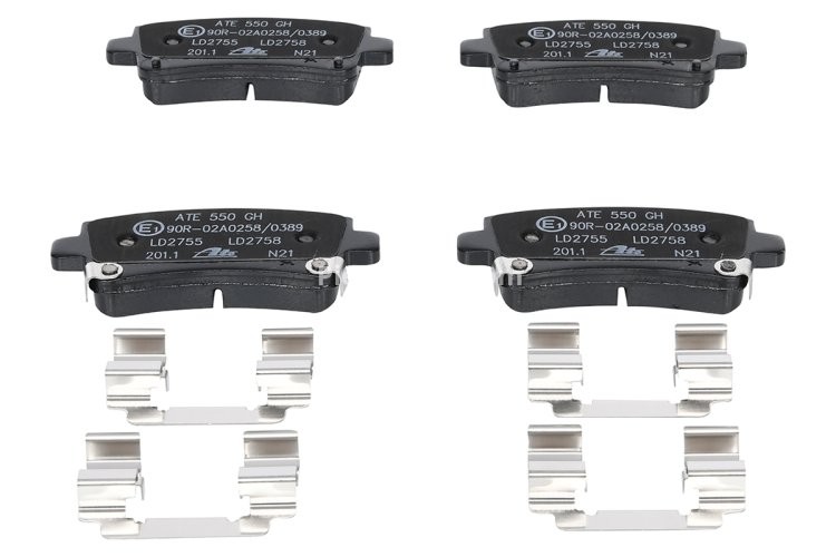 Set plăcuțe frână ATE din ceramică, spate (cu accesorii), pentru:  OPEL INSIGNIA A, INSIGNIA A COUNTRY; SAAB 9-5 1.4-3.6 07.08-BUICK LAE; CHEVROLET MALIBU;