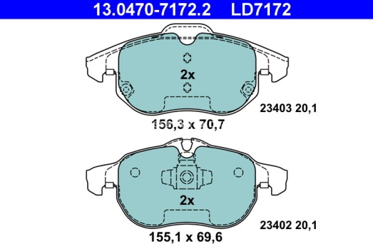 Set plăcuțe frână ATE din ceramică, față , pentru: OPEL ASTRA H, ASTRA H GTC, SIGNUM, VECTRA C, VECTRA C GTS, ZAFIRA B; SAAB 9-3, 9-3X 1.6-3.2 02.98-02.15