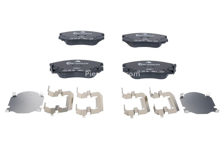 Set plăcuțe frână ATE din ceramică, față (cu accesorii), pentru: OPEL INSIGNIA A, INSIGNIA A COUNTRY; RENAULT KANGOO; SAAB 9-5 1.2-2.8 06.01-