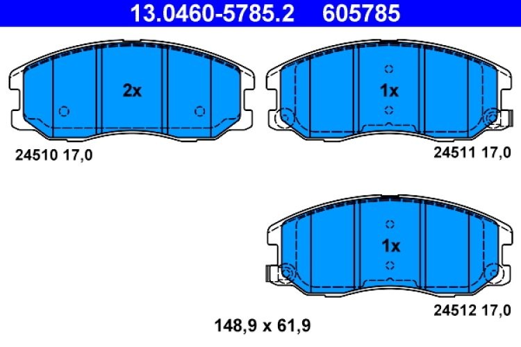Set plăcuțe frână ATE, față , pentru: OPEL ANTARA A; CHEVROLET CAPTIVA, EQUINOX; 2.0D-3.4 04.03-
