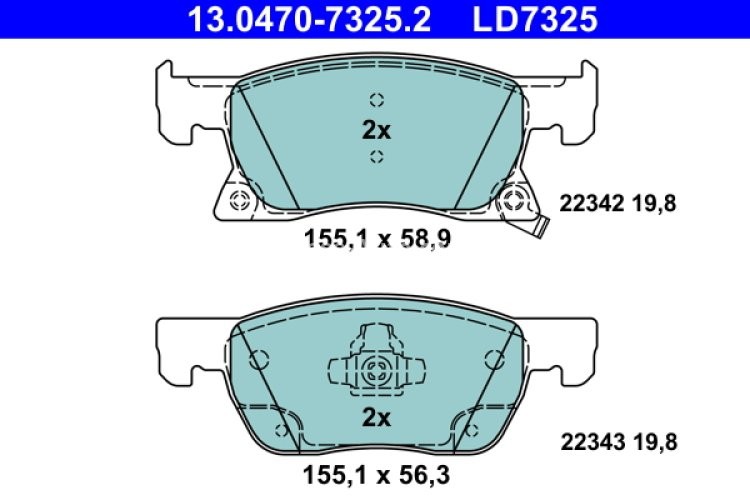 Set plăcuțe frână ATE din ceramică, față , pentru: OPEL ASTRA K, ASTRA K/KOMBI 1.0-1.6D 06.15-