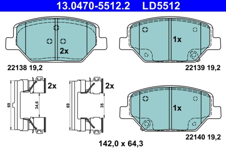 Set plăcuțe frână ATE din ceramică, față , pentru: OPEL INSIGNIA B, INSIGNIA B COUNTRY, INSIGNIA B GRAND SPORT 1.5-2.0D 03.17-