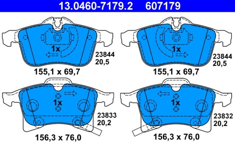 Set plăcuțe frână ATE, față , pentru: OPEL ADAM, ASTRA H, ASTRA H CLASSIC, ASTRA H GTC, ASTRA H/KOMBI, COMBO TOUR, COMBO/MINIVAN, CORSA C, CORSA C/HATCHBACK, CORSA D, CORSA E 1.0-2.2 10.01-