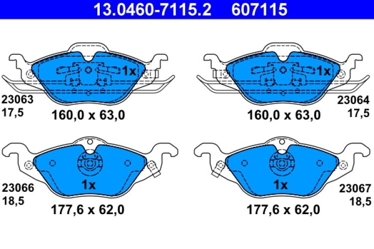 Set plăcuțe frână ATE, față , pentru: OPEL ASTRA G, ASTRA G CLASSIC, ASTRA G/KOMBI, ZAFIRA A 1.2-2.0D 02.98-12.09