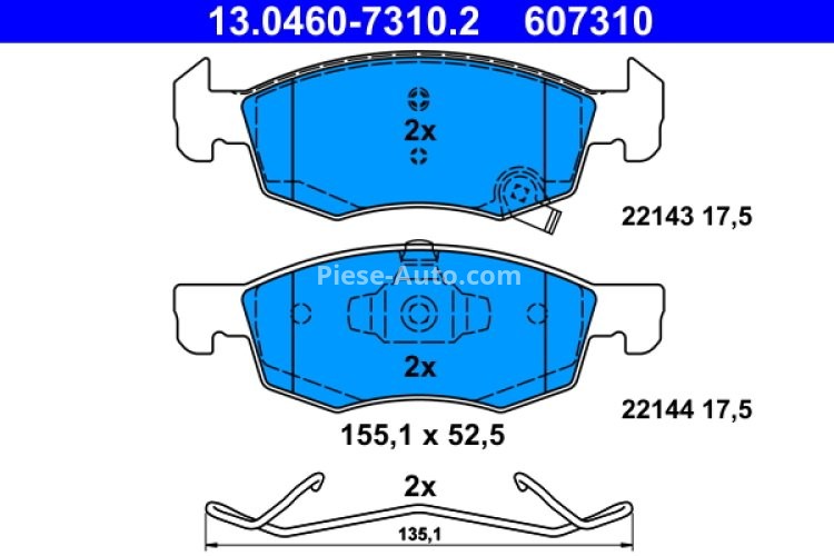 Set plăcuțe frână ATE, față , pentru: OPEL CORSA E, CORSA E/HATCHBACK 1.0-1.4LPG 09.14-