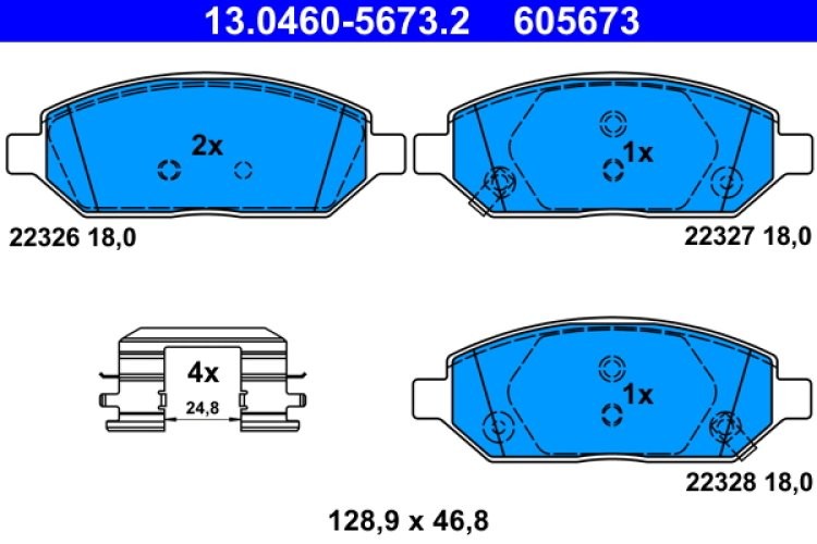 Set plăcuțe frână ATE, față , pentru: OPEL KARL 1.0 01.15-03.19