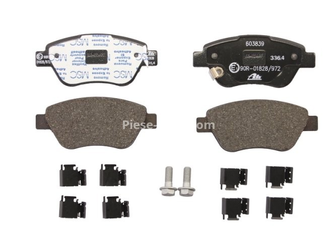 Set plăcuțe frână ATE, față (cu accesorii; cu șuruburi ghidare etrier), pentru: OPEL ADAM, CORSA D, CORSA D/HATCHBACK 1.0-1.4LPG 07.06-02.19