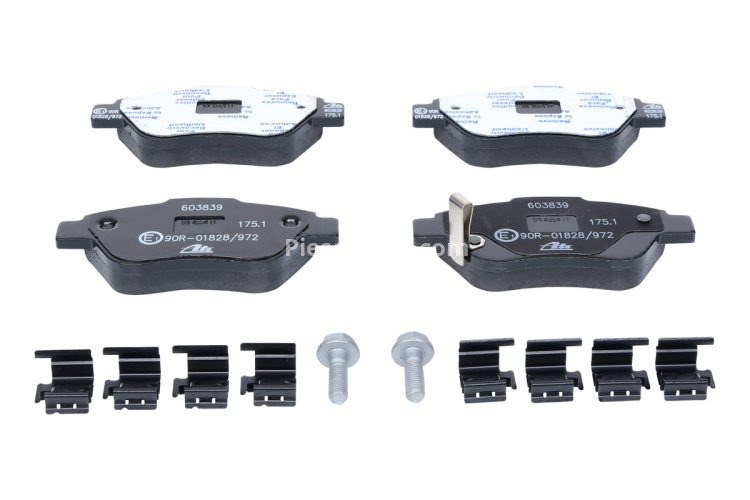 Set plăcuțe frână ATE, față (cu accesorii; cu șuruburi ghidare etrier), pentru: OPEL ADAM, CORSA D, CORSA D/HATCHBACK 1.0-1.4LPG 07.06-02.19