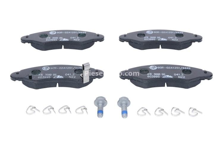 Set plăcuțe frână ATE, față (cu accesorii; cu șuruburi ghidare etrier), pentru: OPEL AGILA; SUBARU JUSTY III; SUZUKI IGNIS II, WAGON R, WAGON R+ 1.0-1.5 05.00-