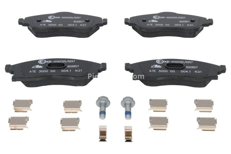 Set plăcuțe frână ATE, față (cu accesorii; cu șuruburi ghidare etrier), pentru: OPEL COMBO TOUR, COMBO/MINIVAN, CORSA C, CORSA C/HATCHBACK, MERIVA A, TIGRA 1.0-1.8 09.00-