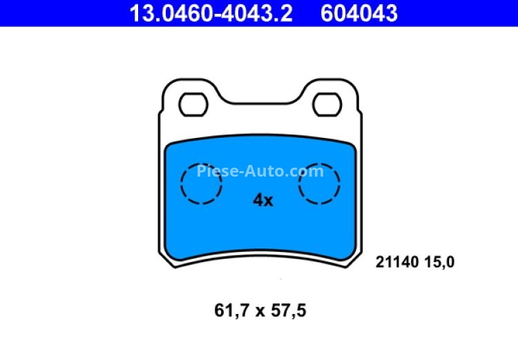 Set plăcuțe frână ATE, spate  , pentru: OPEL ASTRA F, CALIBRA A, KADETT E, VECTRA A; SAAB 900 II 1.7D-2.5 09.84-03.01