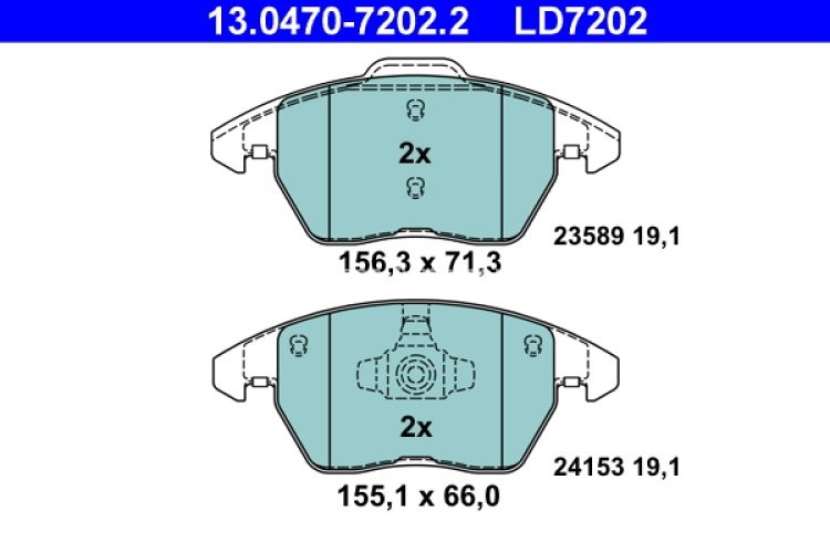 Set plăcuțe frână ATE din ceramică, față , pentru: PEUGEOT 208 I, 208/HATCHBACK, 3008, 308 I, 308 I/KOMBI, RCZ 1.0-2.0DH 09.07-12.19