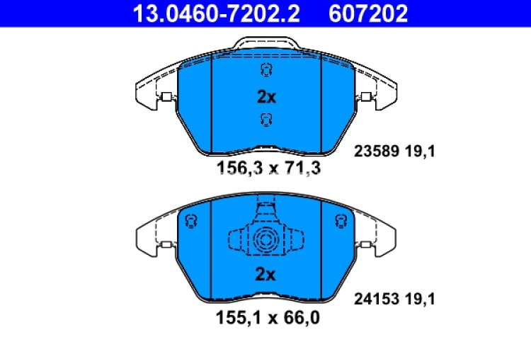 Set plăcuțe frână ATE, față , pentru: PEUGEOT 208 I, 208/HATCHBACK, 3008, 308 I, 308 I/KOMBI, RCZ 1.0-2.0DH 09.07-12.19