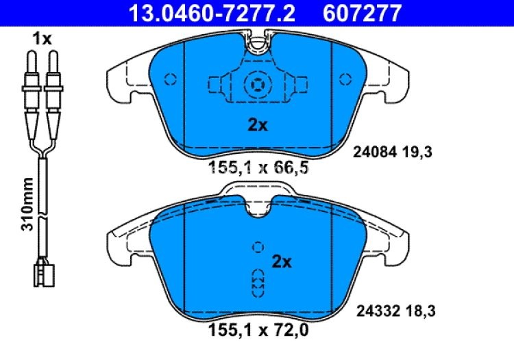 Set plăcuțe frână ATE, față , pentru: PEUGEOT 508 I, 508/KOMBI 1.6-2.2D 11.10-
