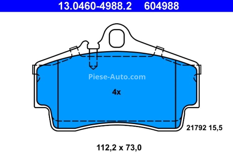 Set plăcuțe frână ATE, spate  , pentru: PORSCHE 911, 911 TARGA, BOXSTER, BOXSTER SPYDER, CAYMAN 2.5-3.6 09.96-05.12