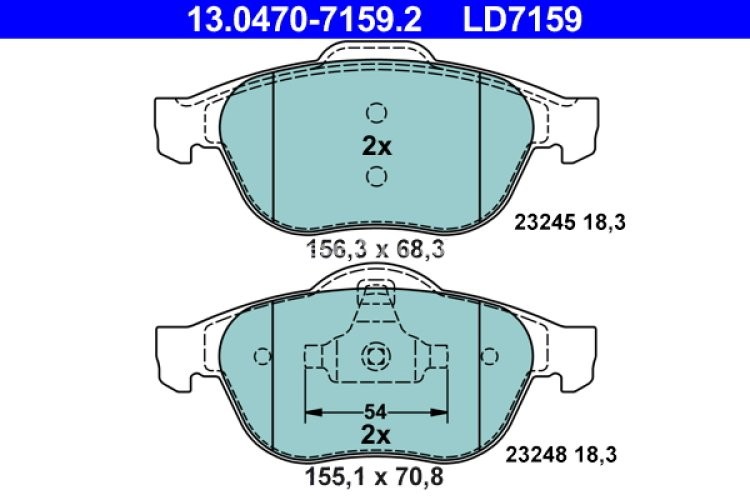 Set plăcuțe frână ATE din ceramică, față , pentru: RENAULT ESPACE IV, LAGUNA II, VEL SATIS 1.9D-3.5 03.01-