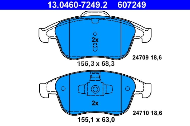 Set plăcuțe frână ATE, față , pentru: RENAULT CLIO IV, GRAND SCENIC III, LAGUNA, LAGUNA III, LATITUDE, MEGANE, MEGANE III, SCENIC III 1.2-2.0D 10.07-