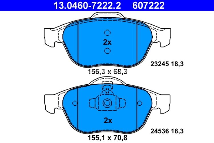 Set plăcuțe frână ATE, față , pentru: RENAULT GRAND SCENIC II, SCENIC II 1.4-2.0D 06.03-07.10