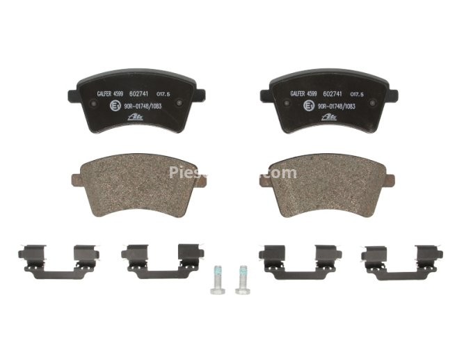 Set plăcuțe frână ATE, față (cu accesorii; cu șuruburi ghidare etrier), pentru: RENAULT KANGOO BE BOP, KANGOO EXPRESS, KANGOO II 1.2-Electric 02.08-