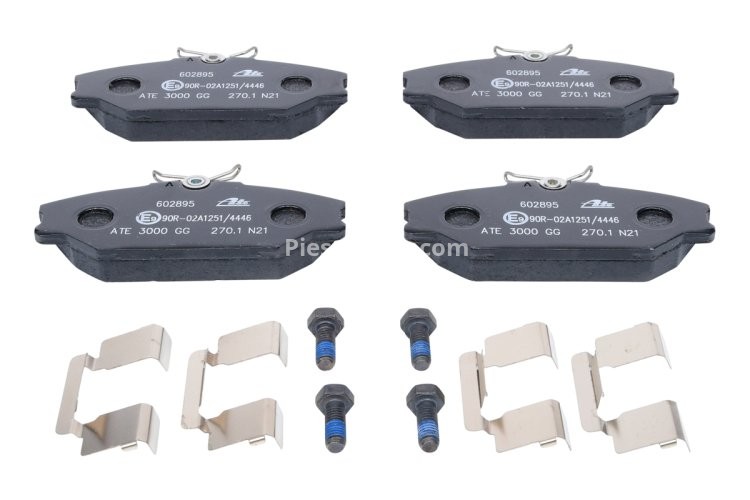 Set plăcuțe frână ATE, față (cu șuruburi ghidare etrier), pentru: RENAULT CLIO II, LAGUNA I, MEGANE I, MEGANE I CLASSIC, MEGANE I COACH, MEGANE SCENIC 1.4-3.0 06.95-06.09