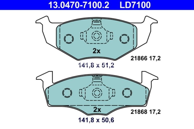 Set plăcuțe frână ATE din ceramică, față , pentru: SEAT AROSA; SKODA FABIA I, FABIA I PRAKTIK, FABIA II; VW FOX, LUPO I, POLO, POLO III, POLO III CLASSIC, POLO IV, POLO/HATCHBACK 1.0-2.0 10.94-