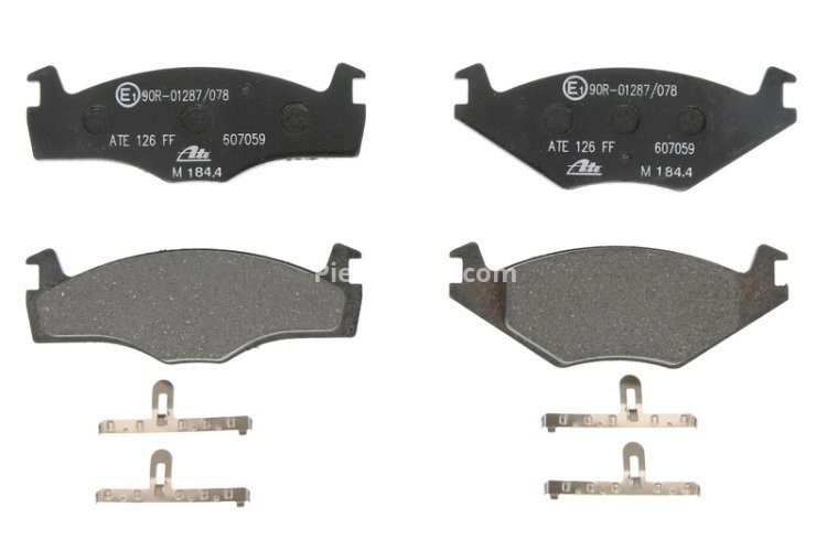 Set plăcuțe frână ATE, față (cu accesorii), pentru: SEAT CORDOBA, CORDOBA VARIO, CORDOBA VARIO/KOMBI, IBIZA II; VW POLO, POLO CLASSIC, POLO II, POLO III, POLO III CLASSIC 1.0-2.0 10.81-12.02