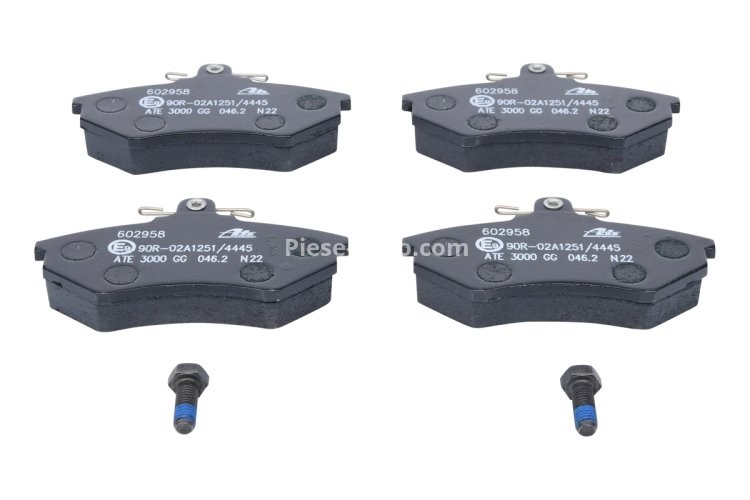 Set plăcuțe frână ATE, față (cu șuruburi ghidare etrier), pentru: SEAT CORDOBA, CORDOBA VARIO, CORDOBA VARIO/KOMBI, IBIZA II, INCA, TOLEDO I; VW CADDY II 1.0-2.9 02.88-01.04
