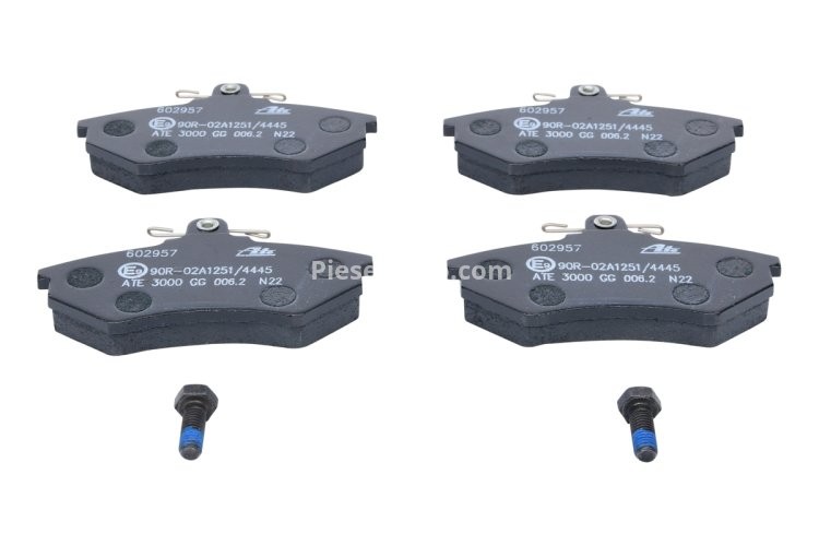 Set plăcuțe frână ATE, față (cu șuruburi ghidare etrier), pentru: SEAT CORDOBA, IBIZA II, TOLEDO I; VW CORRADO, GOLF II, GOLF III, JETTA II, PASSAT B2 1.0-2.8 01.81-10.02