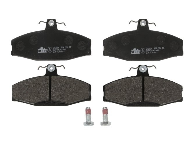 Set plăcuțe frână ATE, față (cu șuruburi ghidare etrier), pentru: SKODA FAVORIT, FAVORIT FORMAN, FELICIA CUBE, FELICIA I, FELICIA II; VW CADDY II 1.3/1.6/1.9D 06.88-04.02