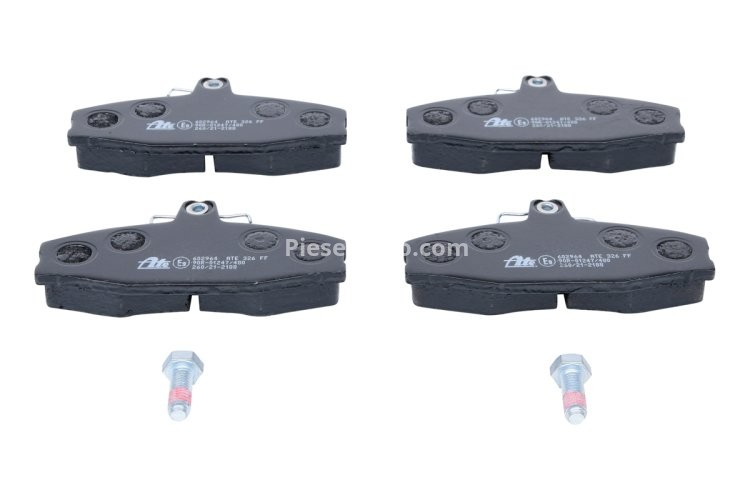 Set plăcuțe frână ATE, față (cu șuruburi ghidare etrier), pentru: SKODA FAVORIT, FAVORIT FORMAN, FELICIA CUBE, FELICIA I, FELICIA II; VW CADDY II 1.3/1.6/1.9D 06.88-04.02
