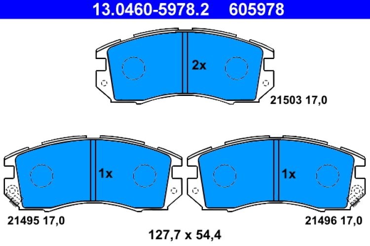 Set plăcuțe frână ATE, față , pentru: SUBARU IMPREZA, LEGACY I, LEGACY II 1.6-2.2 01.89-12.00