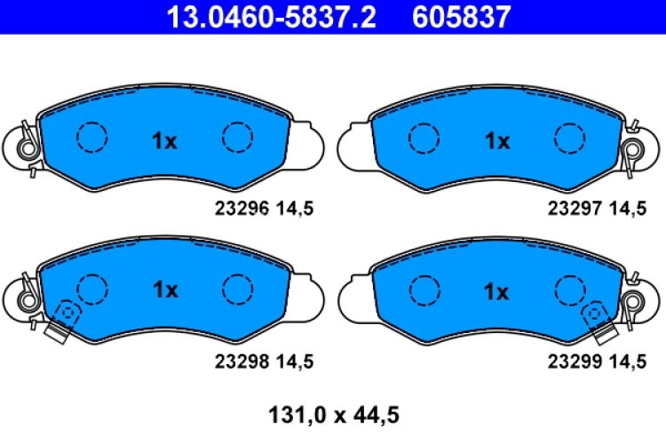 Set plăcuțe frână ATE, față , pentru: SUBARU JUSTY II; SUZUKI SWIFT II 1.0/1.3/1.6 03.89-12.05