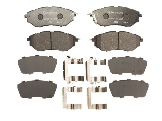 Set plăcuțe frână ATE, față (cu accesorii; cu un tampon de amortizare), pentru: SUBARU FORESTER, LEGACY IV, OUTBACK, TRIBECA 2.0-3.6 09.03-