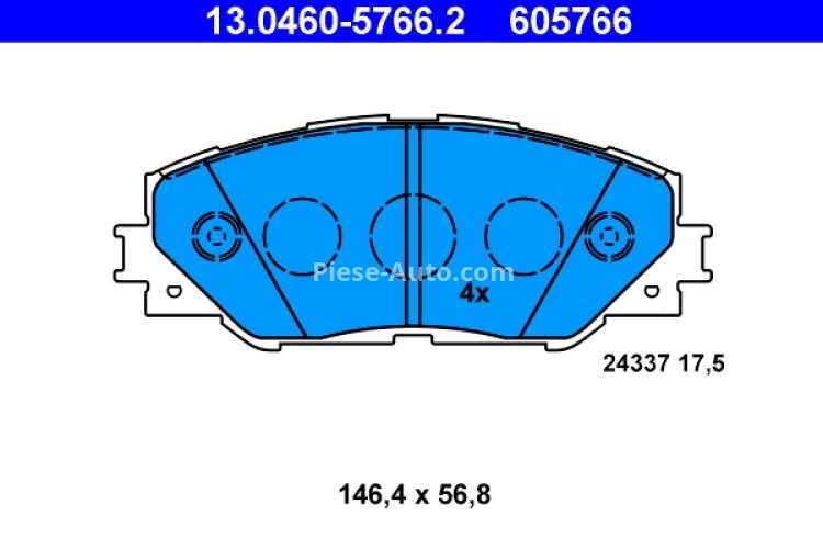 Set plăcuțe frână ATE, față , pentru: TOYOTA AURIS, MARK X ZIO I, MIRAI, PRIUS PLUS, RAV 4 III, RAV 4 IV 1.8-Electric 11.05-