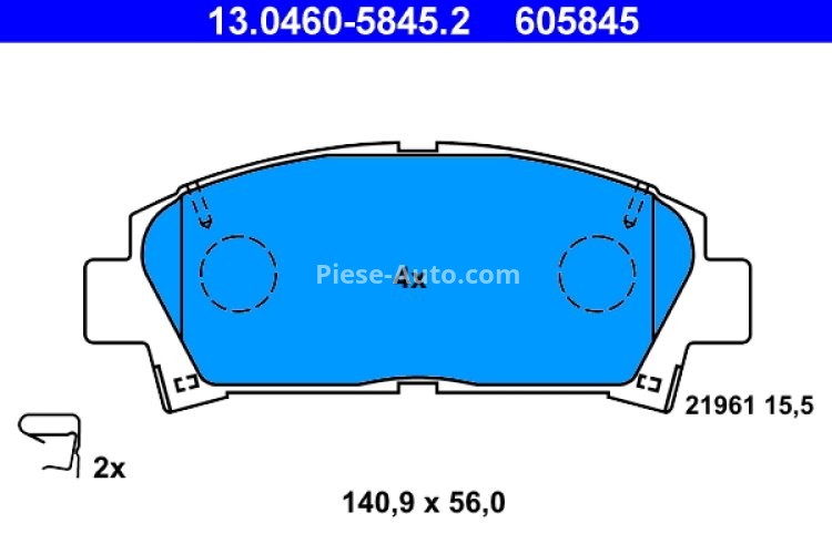 Set plăcuțe frână ATE, față , pentru: TOYOTA AVENSIS 1.6-2.0D 09.97-02.03
