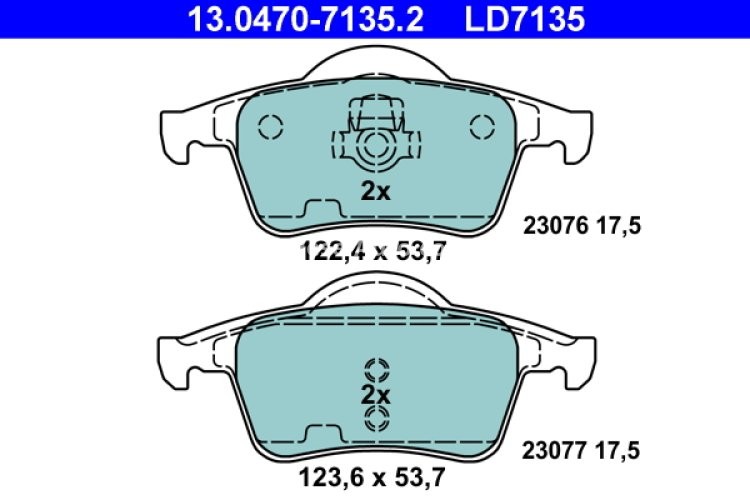 Set plăcuțe frână ATE din ceramică, spate , pentru: VOLVO S60 I, S80 I, V70 I, V70 II, XC70 I 2.0-3.0 12.95-04.10