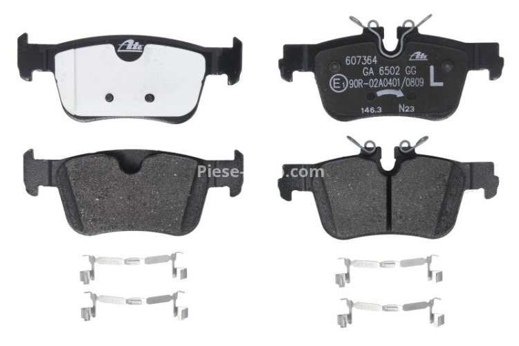 Set plăcuțe frână ATE, spate , (cu accesorii), pentru: VOLVO S60 III, S90 II, V60 II, V90 II, XC60 II 2.0-2.0H 03.16-