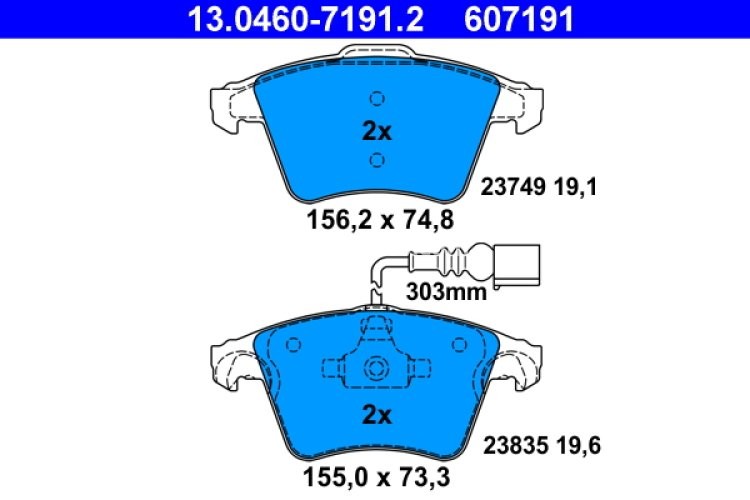 Set plăcuțe frână ATE, față , pentru: VW TOUAREG 2.5D-6.0 10.02-05.10