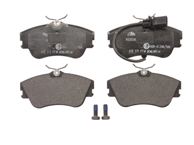 Set plăcuțe frână ATE, față (cu șuruburi ghidare etrier), pentru: VW TRANSPORTER T4 1.9D-2.8 07.90-06.03