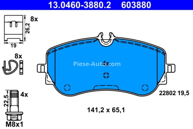 Set plăcuțe frână ATE, spate  , pentru: VW AMAROK, CRAFTER, GRAND CALIFORNIA CAMPER 2.0-Electric 09.10-