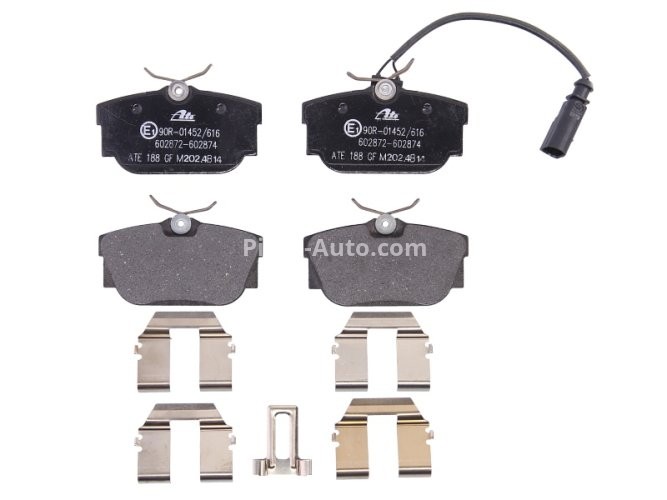 Set plăcuțe frână ATE, spate  (cu accesorii; cu șuruburi ghidare etrier), pentru: VW TRANSPORTER T4 1.8-2.8 07.90-06.03