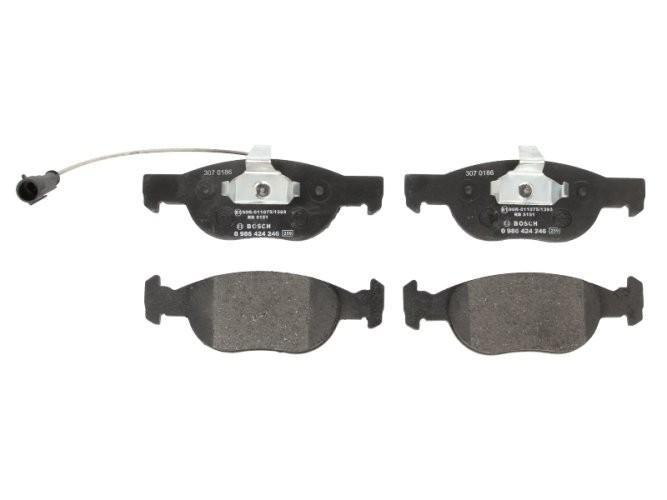 Set plăcuțe frână față , BOSCH, pentru: ALFA ROMEO 145, 146; FIAT BRAVA, BRAVO I, MAREA, PUNTO; LANCIA DELTA II 1.2-2.4D 06.93-03.12